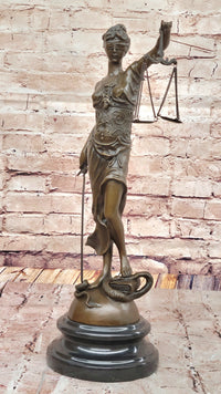 Blind Lady of Justice Themis Bronze Sculpture Law Attorney Art