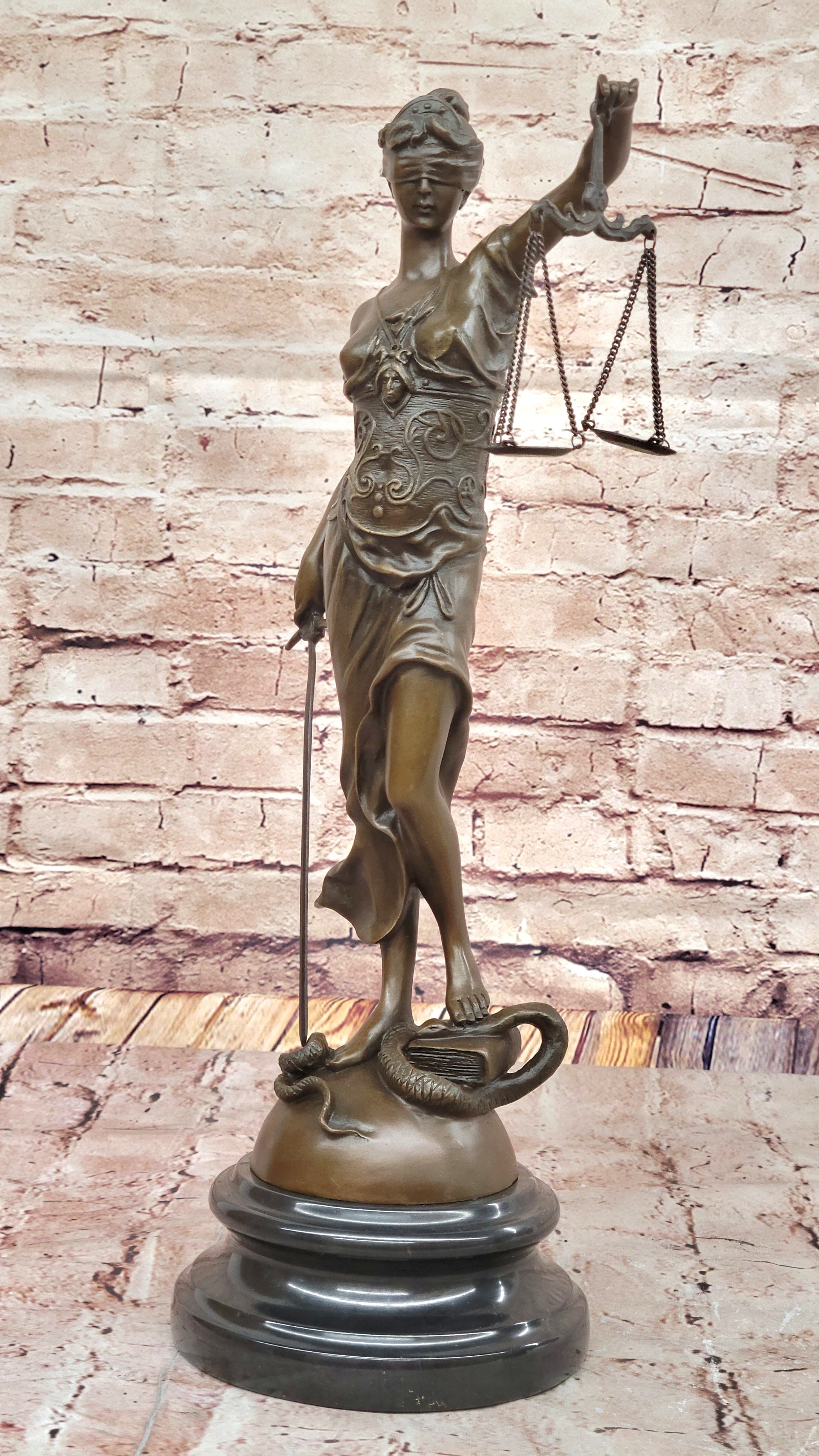 Blind Lady of Justice Themis Bronze Sculpture Law Attorney Art