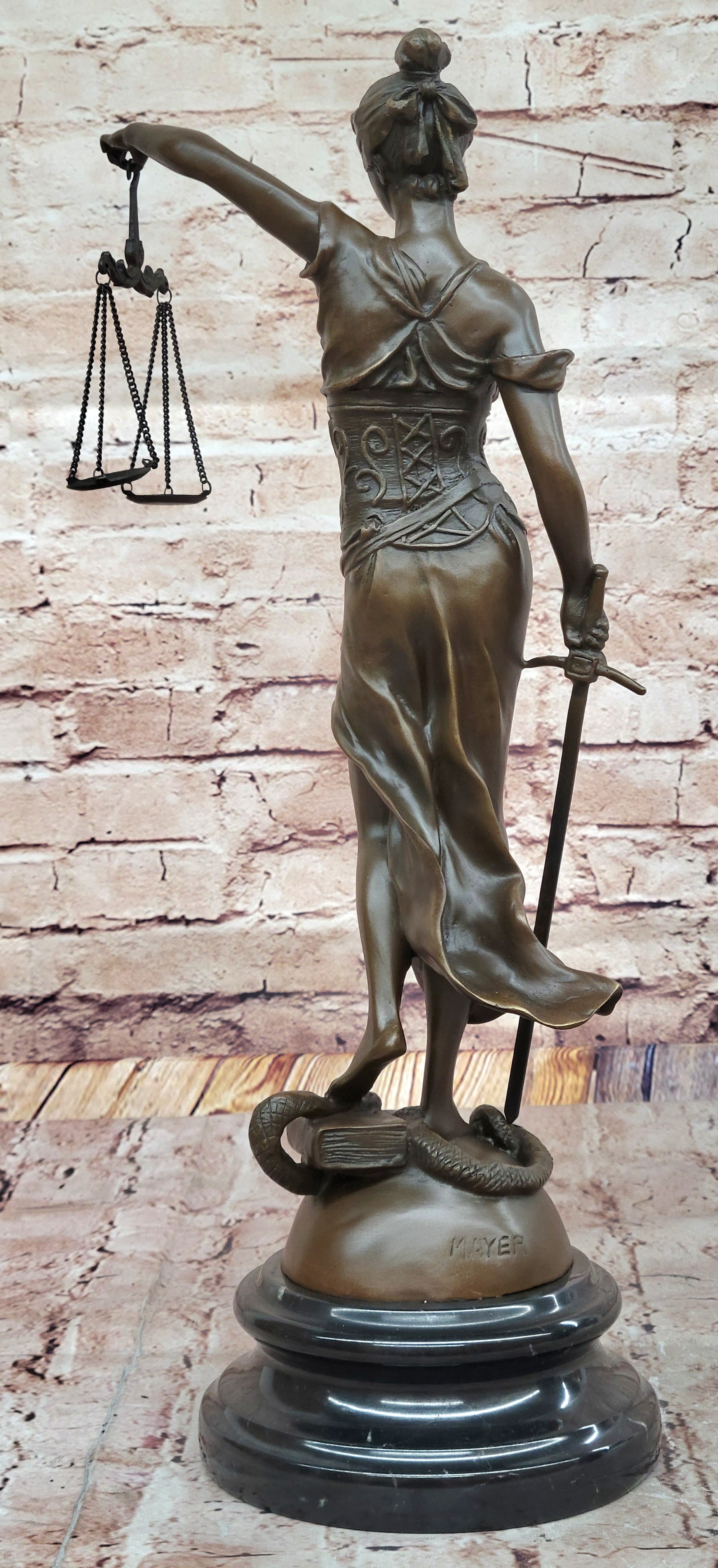 Blind Lady of Justice Themis Bronze Sculpture Law Attorney Art