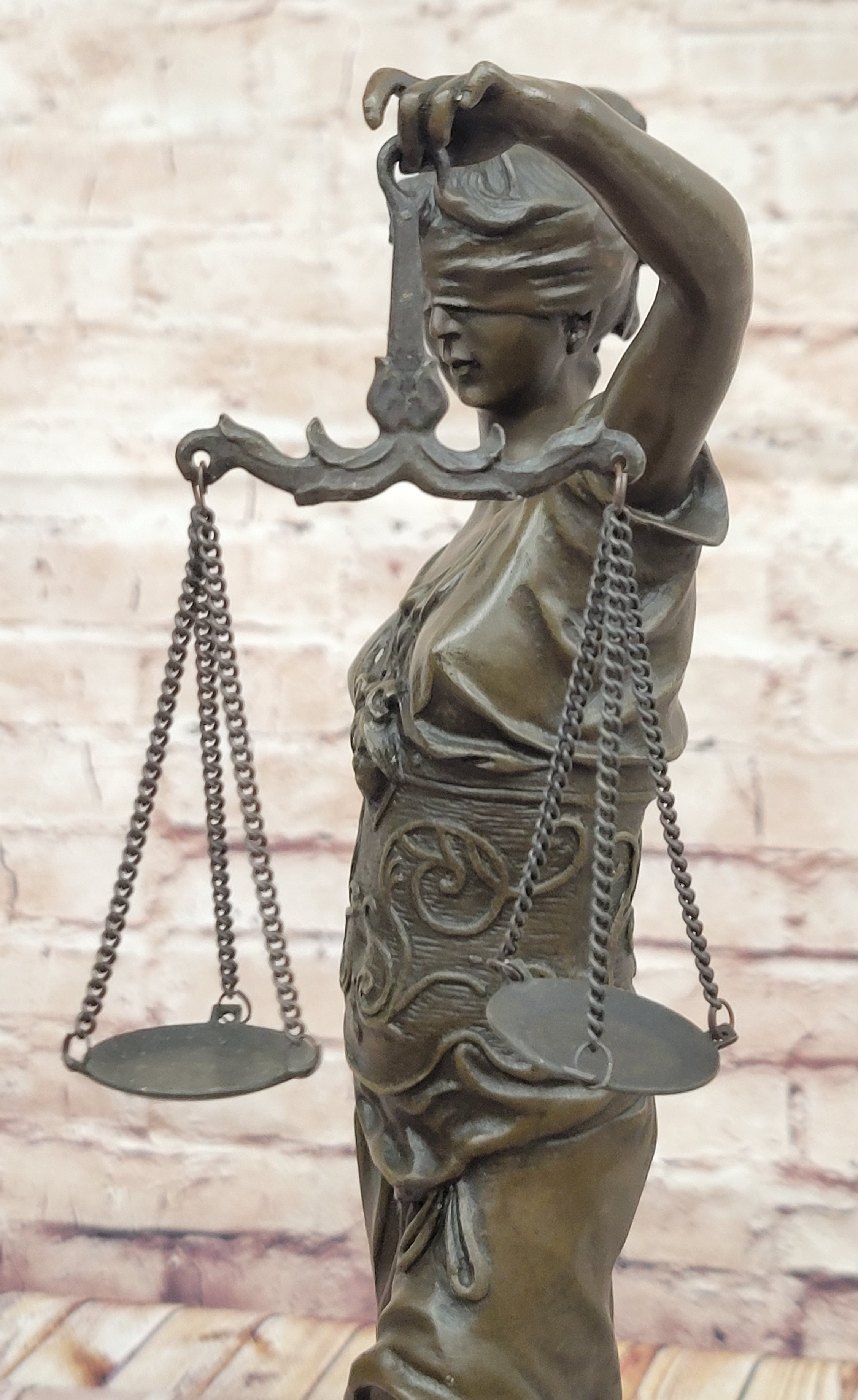 Blind Lady of Justice Themis Bronze Sculpture Law Attorney Art