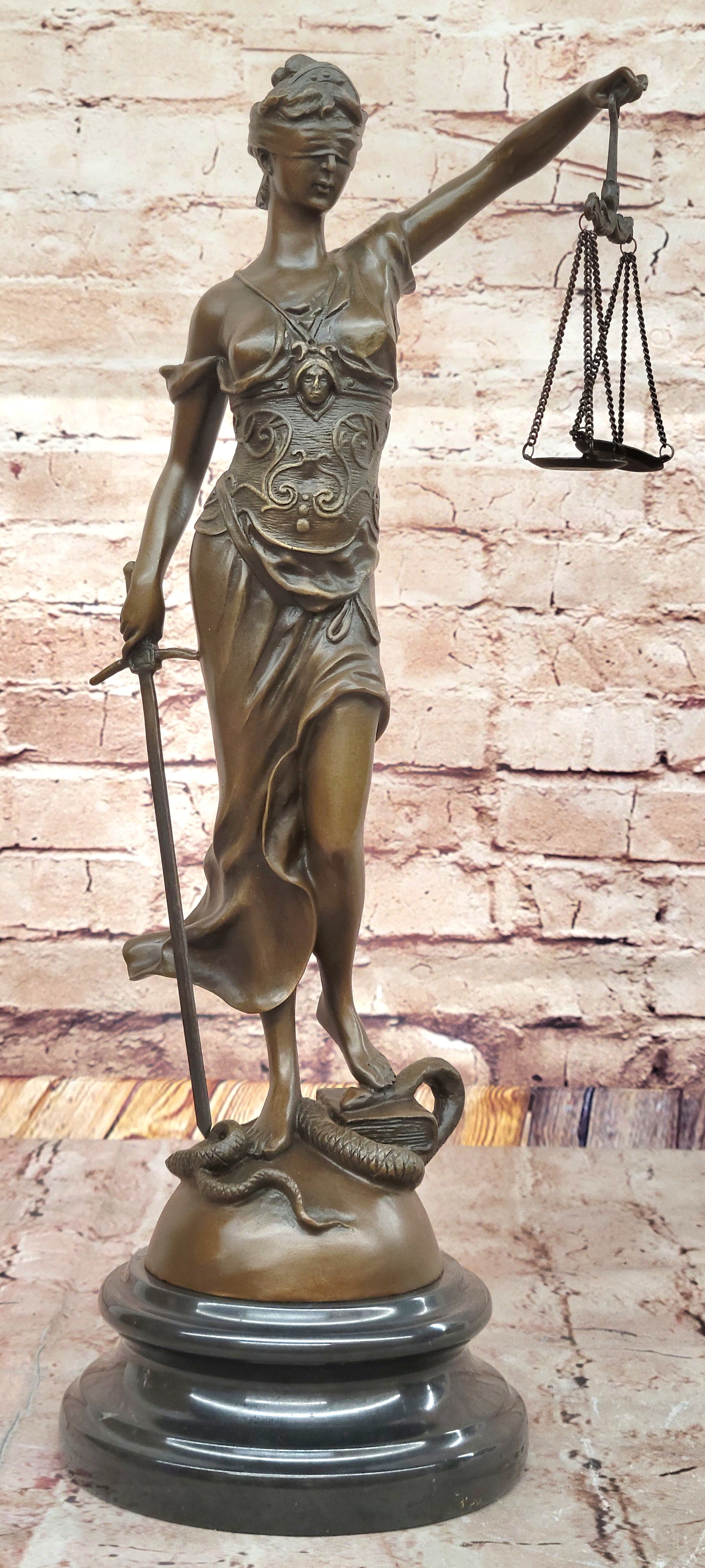 Blind Lady of Justice Themis Bronze Sculpture Law Attorney Art