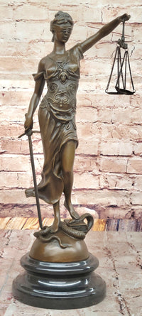 Blind Lady of Justice Themis Bronze Sculpture Law Attorney Art
