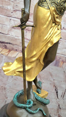 Blind Lady of Justice Themis Bronze Sculpture Gold Patina