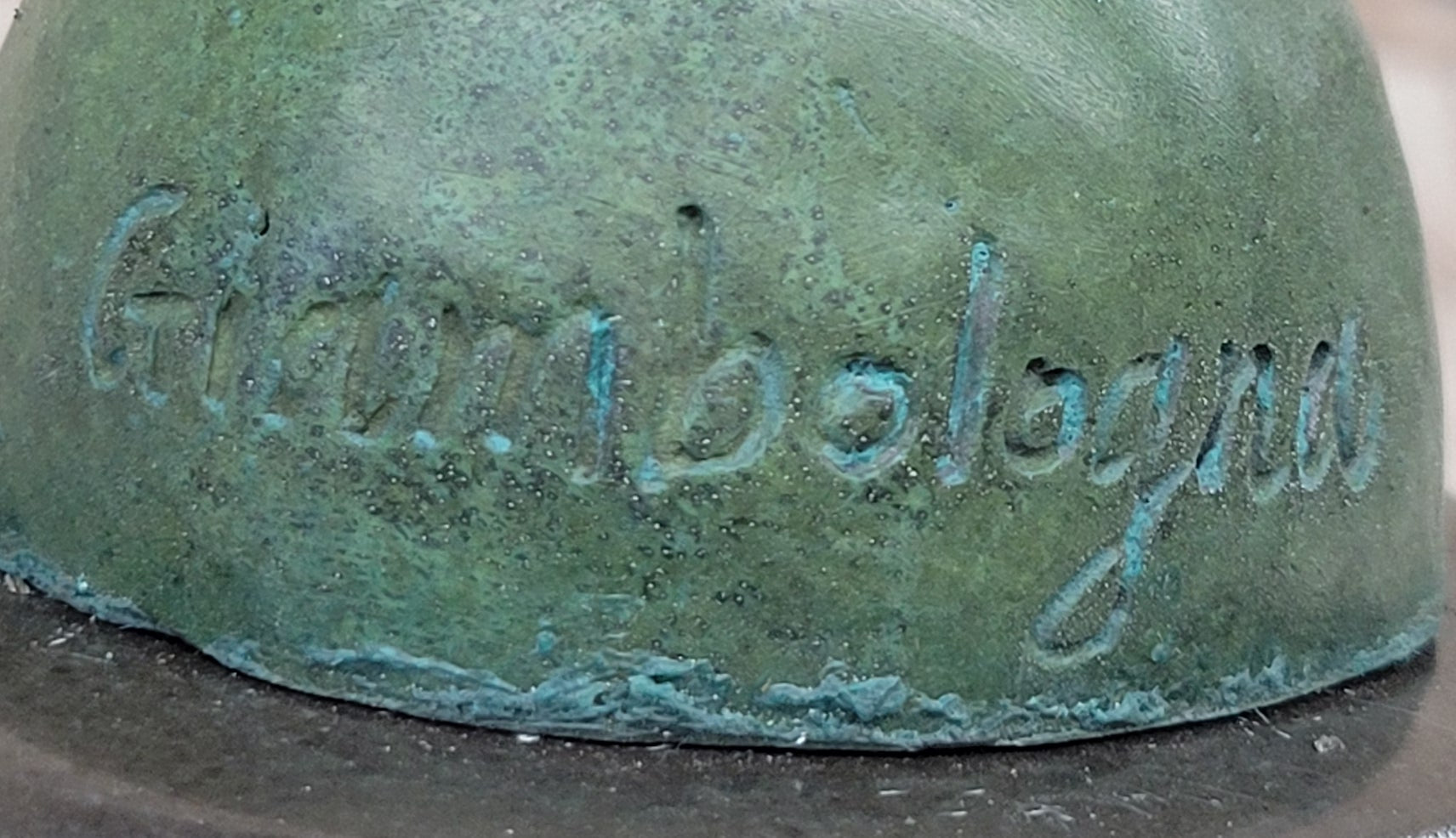 Nude Flying Mercury Caduceus Green Patina Bronze Sculpture Giambologna