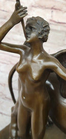 Aldo Vitaleh Bronze Lion with Angel Sculpture