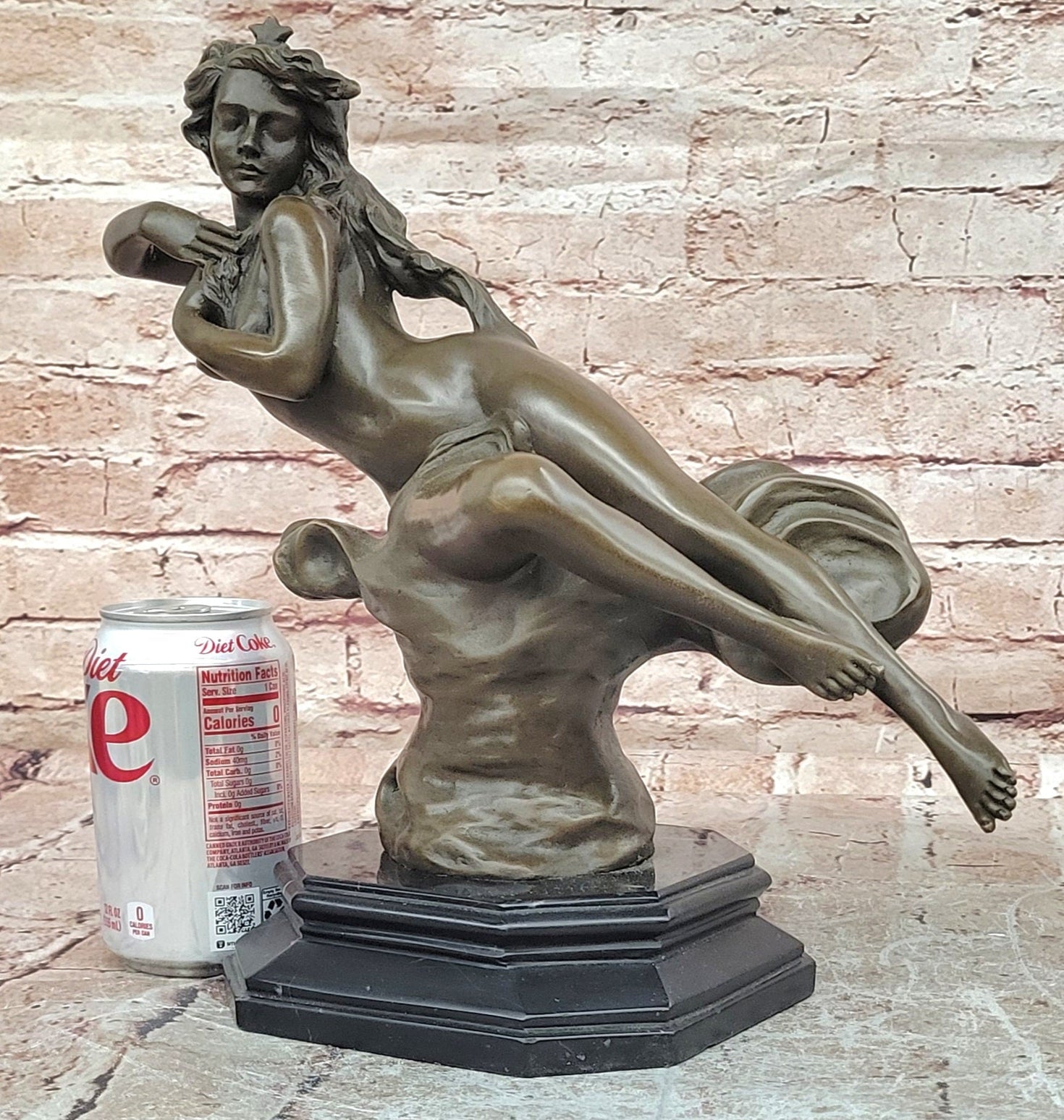 Genuine Bronze Sculpture Statue Marble Base Western Copper Ornament by Milo