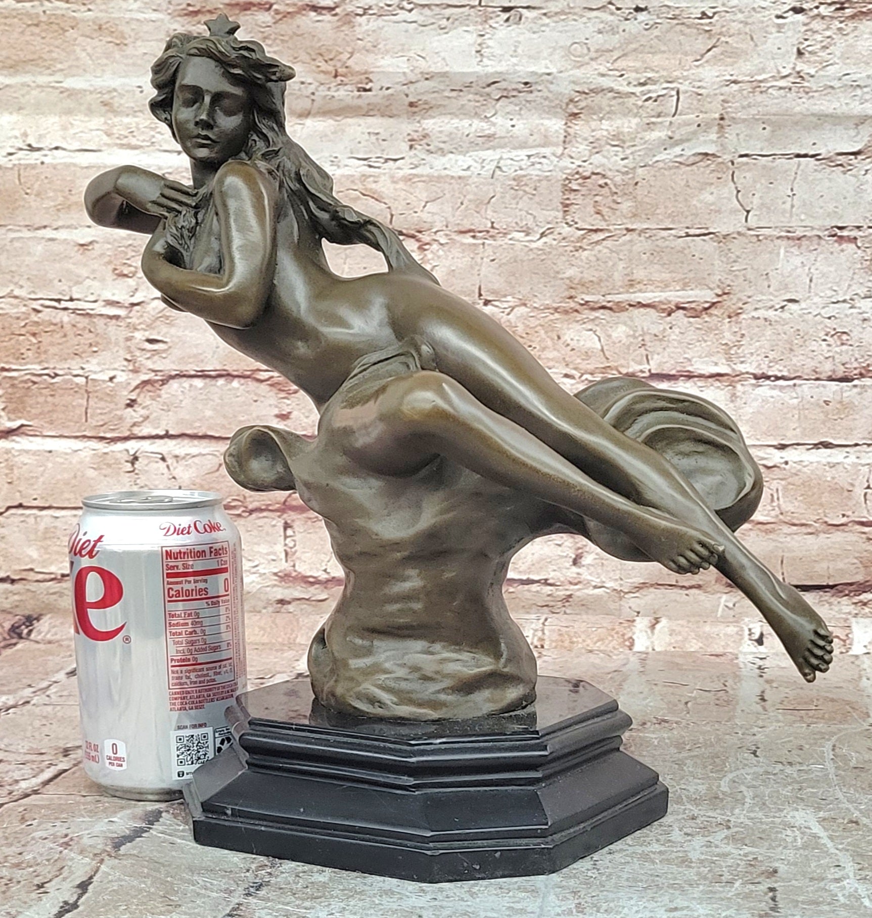Genuine Bronze Sculpture Statue Marble Base Western Copper Ornament by Milo