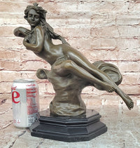 Genuine Bronze Sculpture Statue Marble Base Western Copper Ornament by Milo
