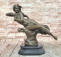 Genuine Bronze Sculpture Statue Marble Base Western Copper Ornament by Milo