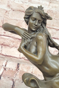 Genuine Bronze Sculpture Statue Marble Base Western Copper Ornament by Milo