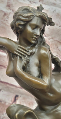 Genuine Bronze Sculpture Statue Marble Base Western Copper Ornament by Milo