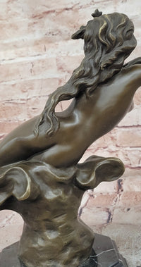 Genuine Bronze Sculpture Statue Marble Base Western Copper Ornament by Milo