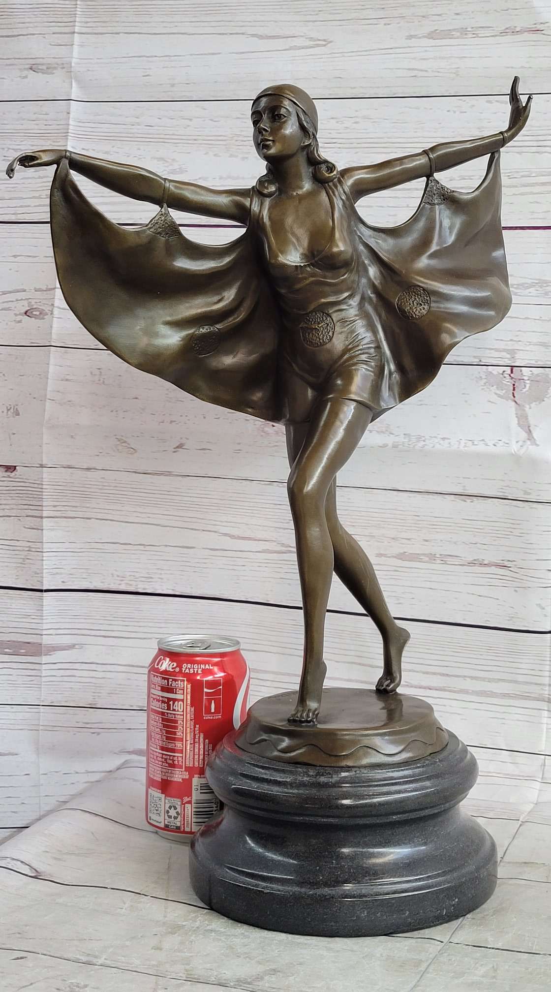 Signed Otto Poertzel Bat Dancer Bronze Art Deco Marble Figure