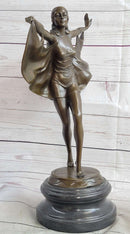 Signed Otto Poertzel Bat Dancer Bronze Art Deco Marble Figure