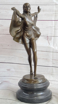 Signed Otto Poertzel Bat Dancer Bronze Art Deco Marble Figure