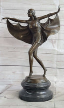 Signed Otto Poertzel Bat Dancer Bronze Art Deco Marble Figure