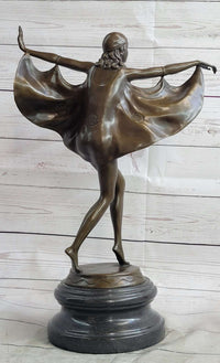 Signed Otto Poertzel Bat Dancer Bronze Art Deco Marble Figure