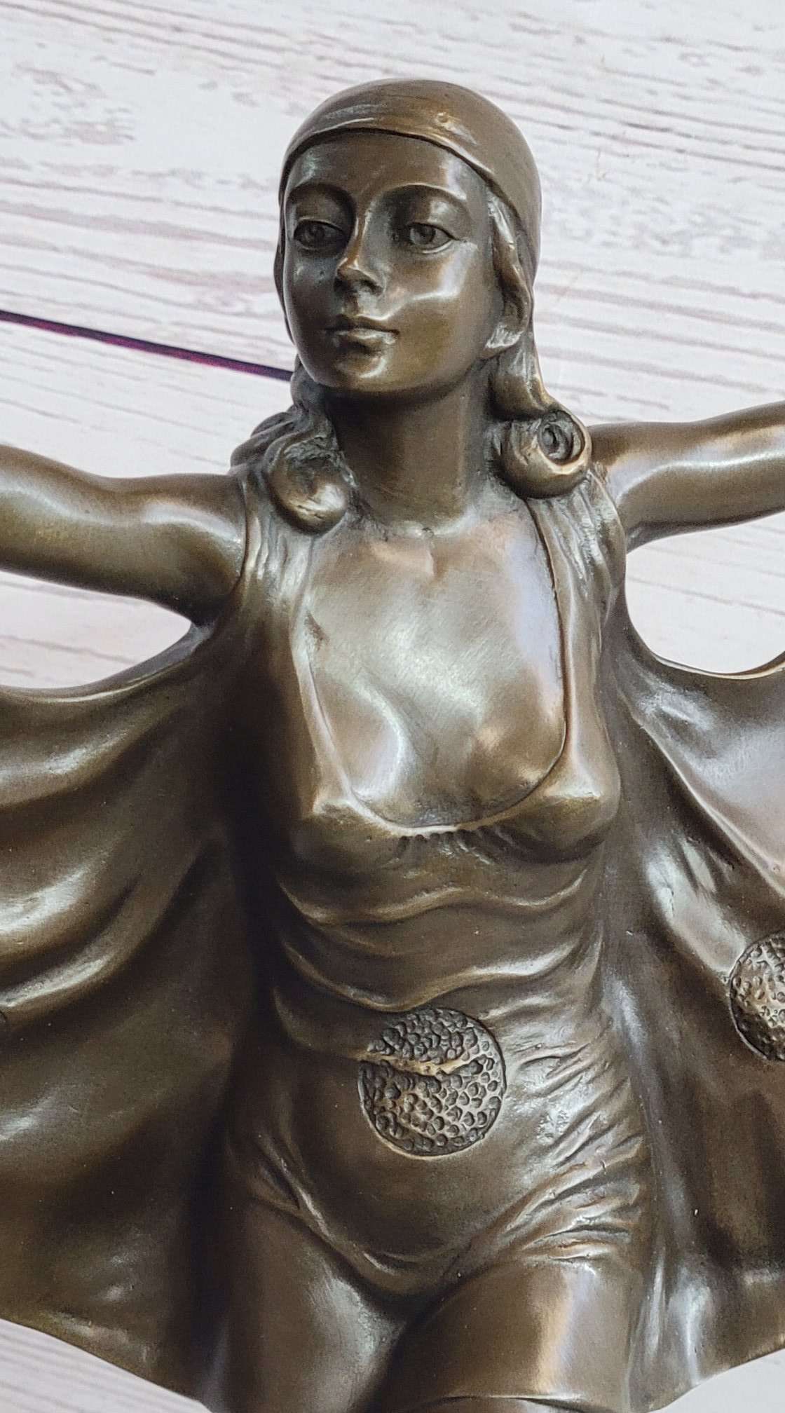 Signed Otto Poertzel Bat Dancer Bronze Art Deco Marble Figure