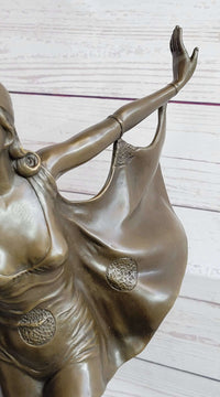 Signed Otto Poertzel Bat Dancer Bronze Art Deco Marble Figure
