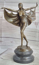 Signed Otto Poertzel Bat Dancer Bronze Art Deco Marble Figure