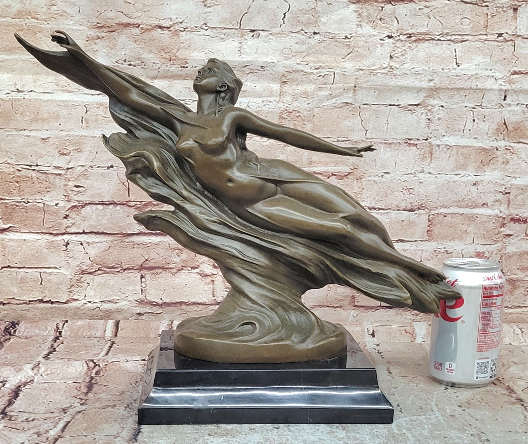 CHARLES LOUCHET WAVE EROTIC NYMPH BRONZE SCULPTURE ART DECO FIGURINE FIGURE SALE