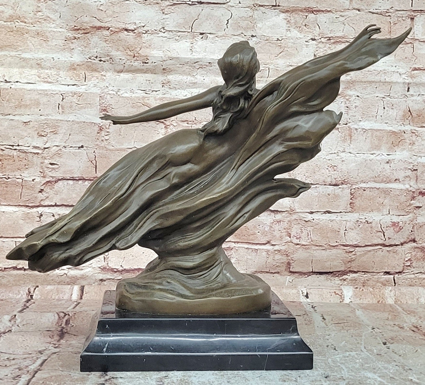 CHARLES LOUCHET WAVE EROTIC NYMPH BRONZE SCULPTURE ART DECO FIGURINE FIGURE SALE