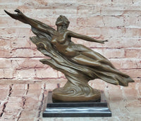 CHARLES LOUCHET WAVE EROTIC NYMPH BRONZE SCULPTURE ART DECO FIGURINE FIGURE SALE