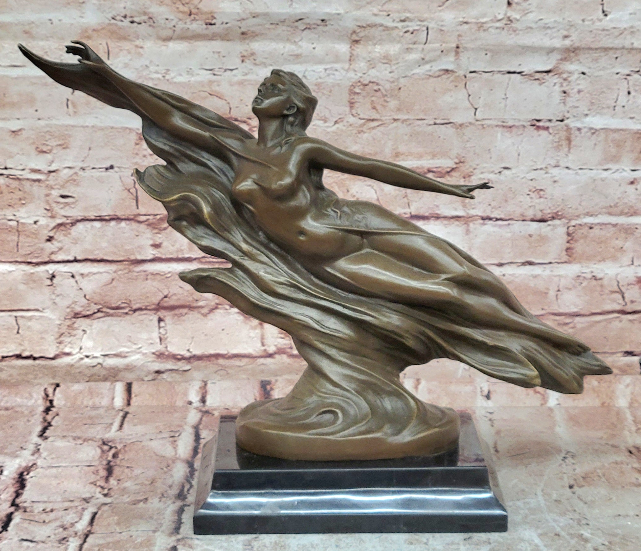 CHARLES LOUCHET WAVE EROTIC NYMPH BRONZE SCULPTURE ART DECO FIGURINE FIGURE SALE