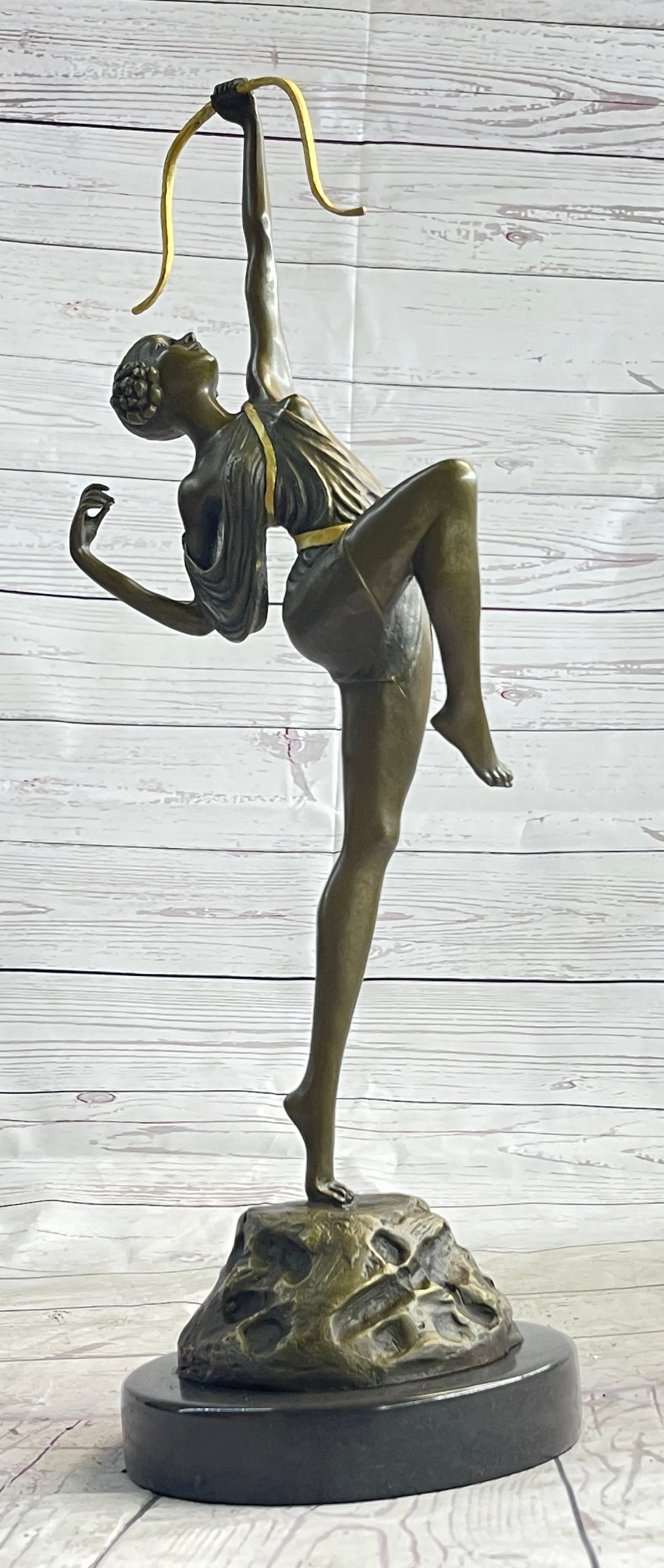 Semi Nude Artemis Diana the Huntress Female Archer Bronze Statue Sculpture Art Deco 20" x 7.5"