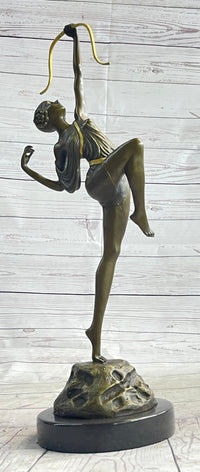 Semi Nude Artemis Diana the Huntress Female Archer Bronze Statue Sculpture Art Deco 20" x 7.5"
