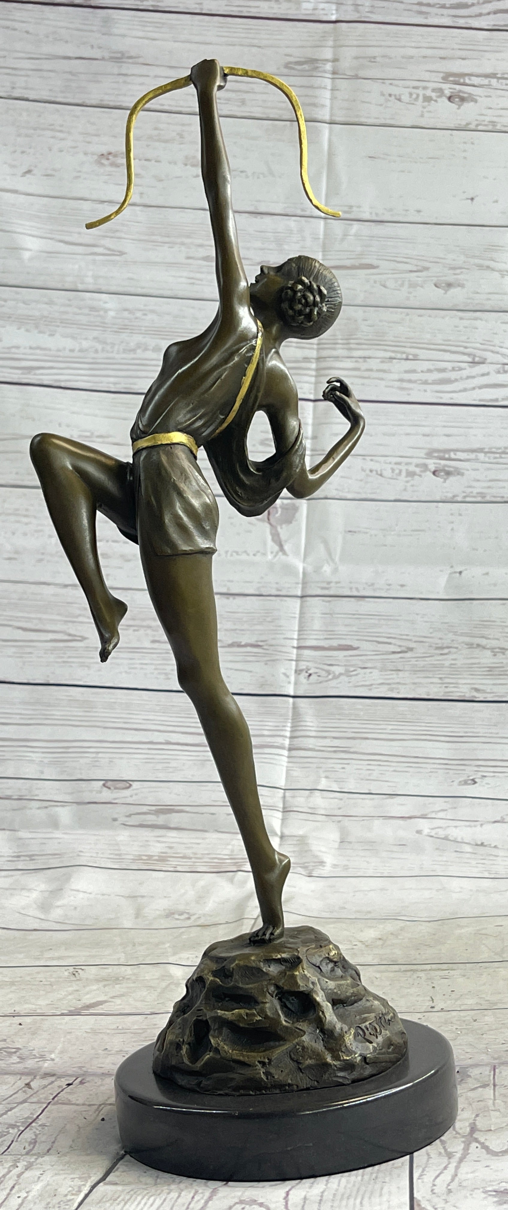Semi Nude Artemis Diana the Huntress Female Archer Bronze Statue Sculpture Art Deco 20" x 7.5"