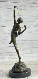 Semi Nude Artemis Diana the Huntress Female Archer Bronze Statue Sculpture Art Deco 20" x 7.5"