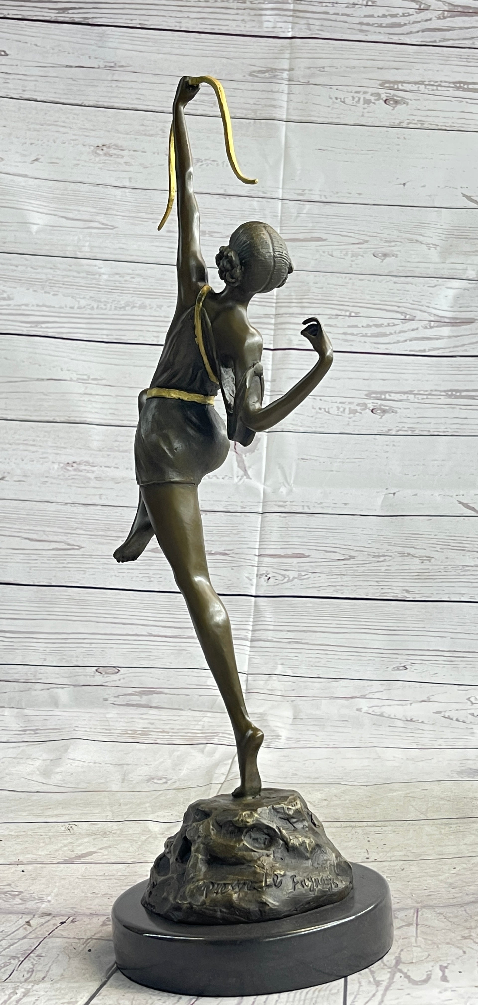 Semi Nude Artemis Diana the Huntress Female Archer Bronze Statue Sculpture Art Deco 20" x 7.5"