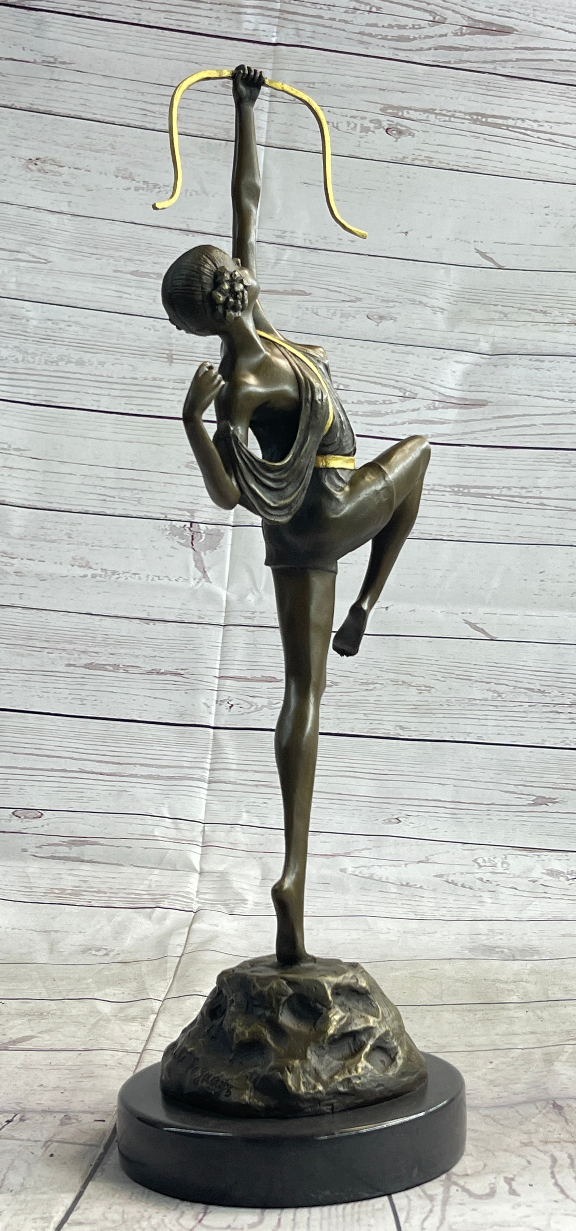 Semi Nude Artemis Diana the Huntress Female Archer Bronze Statue Sculpture Art Deco 20" x 7.5"