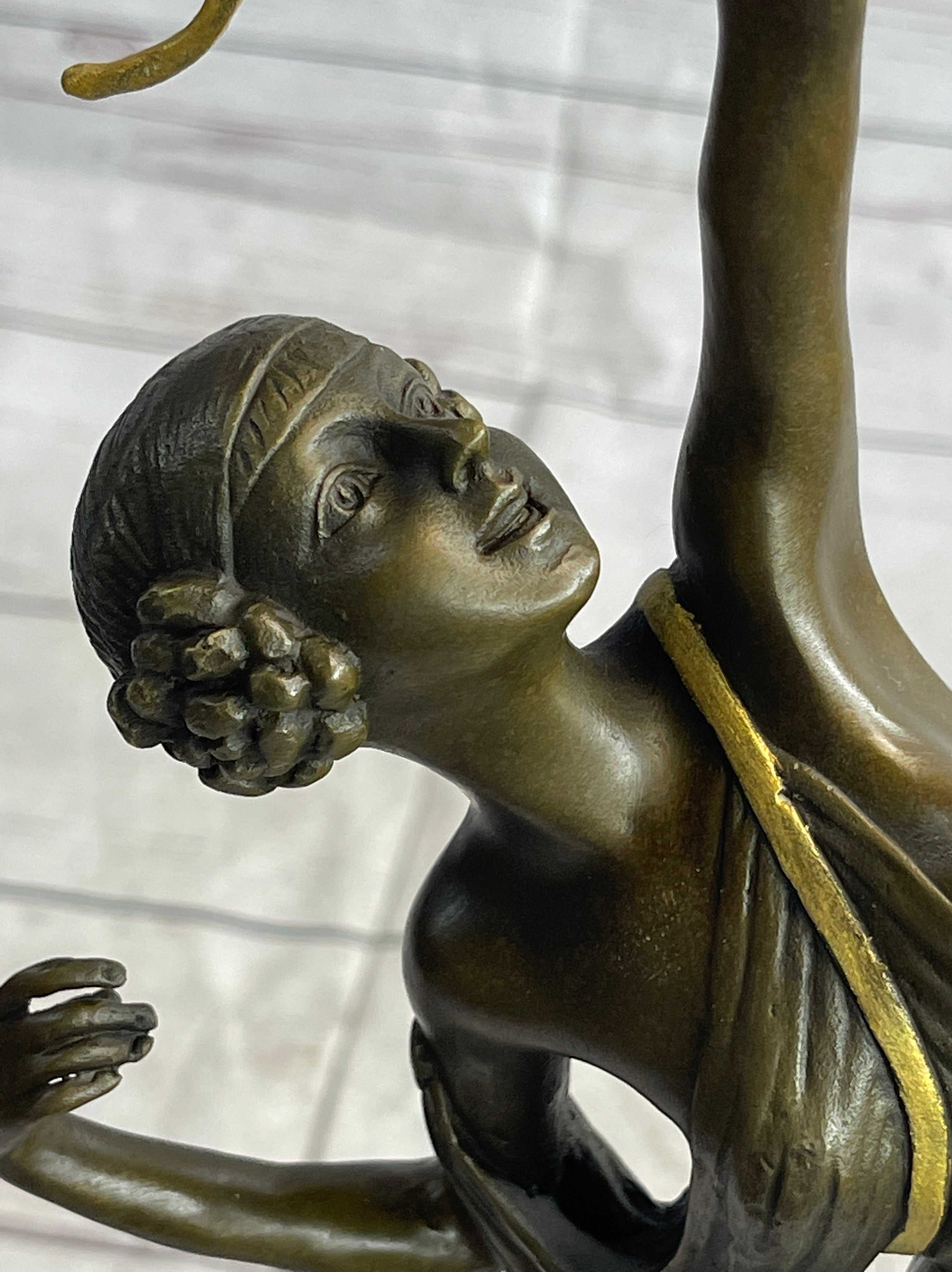 Semi Nude Artemis Diana the Huntress Female Archer Bronze Statue Sculpture Art Deco 20" x 7.5"