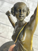 Semi Nude Artemis Diana the Huntress Female Archer Bronze Statue Sculpture Art Deco 20" x 7.5"