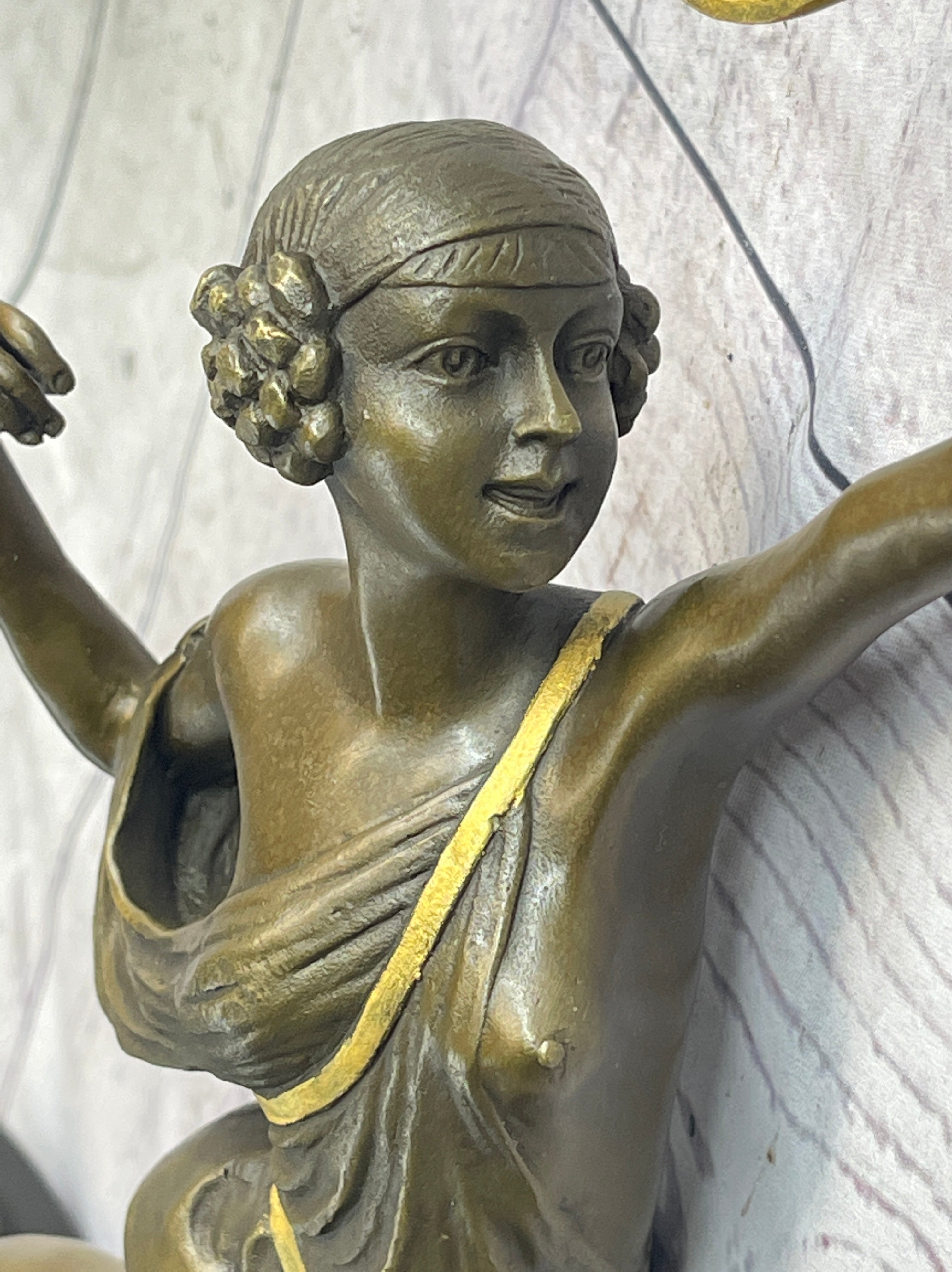Semi Nude Artemis Diana the Huntress Female Archer Bronze Statue Sculpture Art Deco 20" x 7.5"