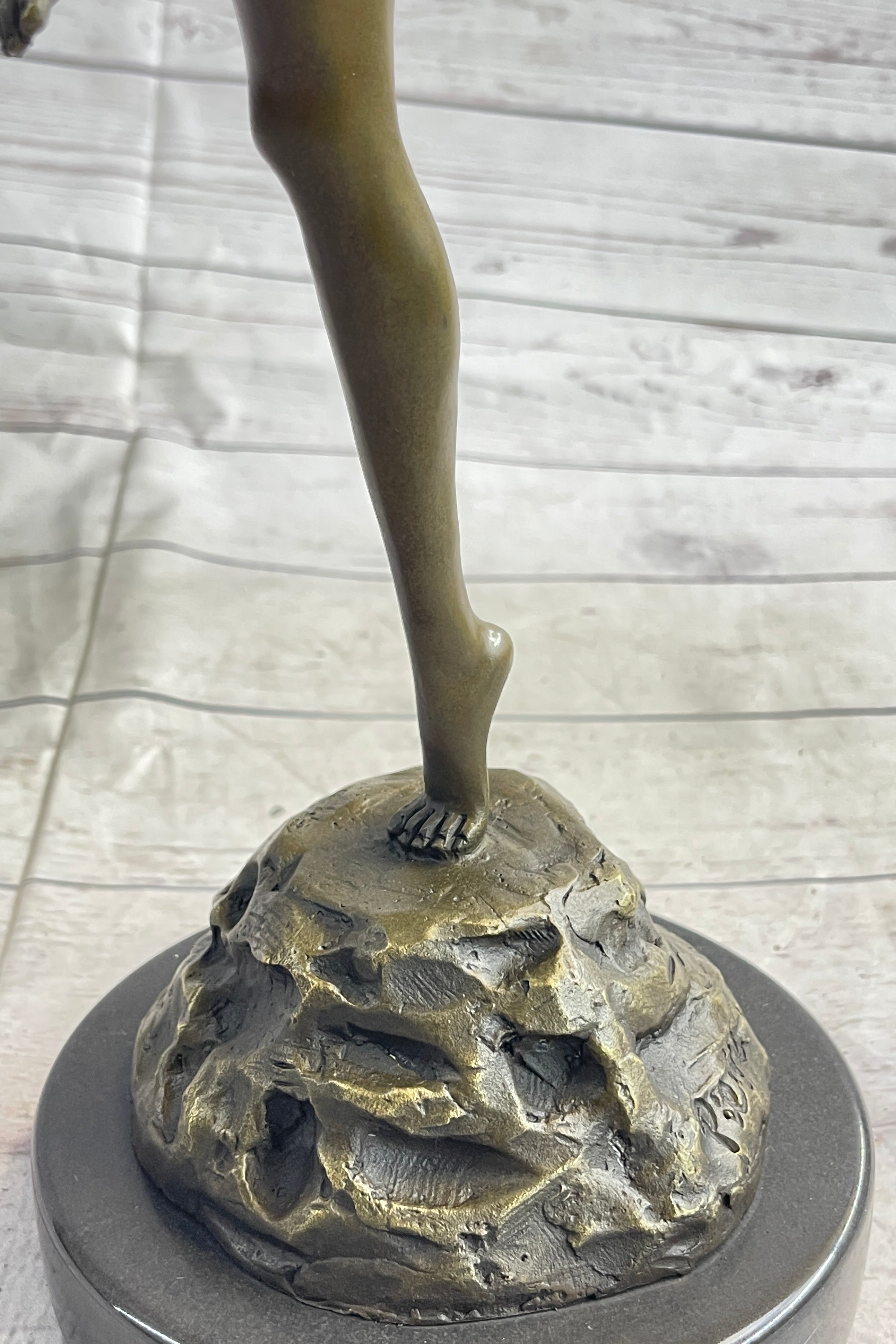 Semi Nude Artemis Diana the Huntress Female Archer Bronze Statue Sculpture Art Deco 20" x 7.5"