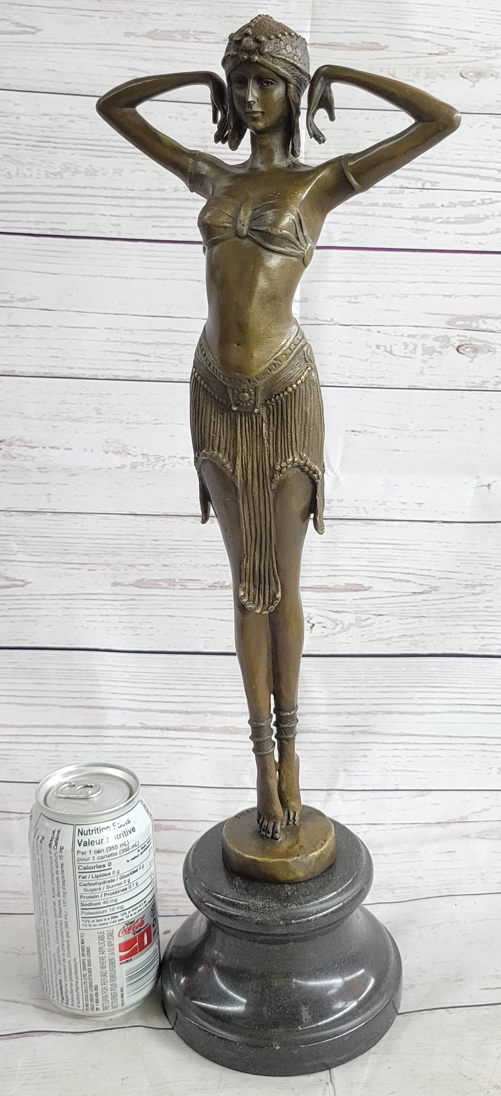 VINTAGE SIGNED EXOTIC DANCER CHIPARUS BRONZE STATUE ART DECO BROWN PATINA FIGURE
