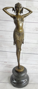 VINTAGE SIGNED EXOTIC DANCER CHIPARUS BRONZE STATUE ART DECO BROWN PATINA FIGURE