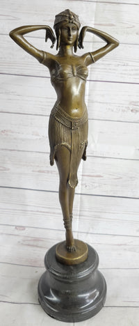 VINTAGE SIGNED EXOTIC DANCER CHIPARUS BRONZE STATUE ART DECO BROWN PATINA FIGURE