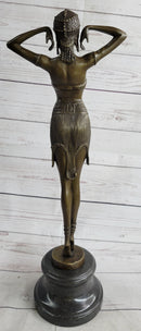 VINTAGE SIGNED EXOTIC DANCER CHIPARUS BRONZE STATUE ART DECO BROWN PATINA FIGURE