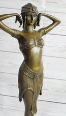 VINTAGE SIGNED EXOTIC DANCER CHIPARUS BRONZE STATUE ART DECO BROWN PATINA FIGURE