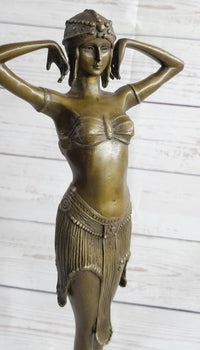 VINTAGE SIGNED EXOTIC DANCER CHIPARUS BRONZE STATUE ART DECO BROWN PATINA FIGURE