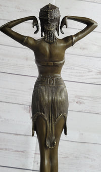 VINTAGE SIGNED EXOTIC DANCER CHIPARUS BRONZE STATUE ART DECO BROWN PATINA FIGURE