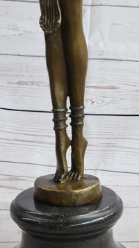 VINTAGE SIGNED EXOTIC DANCER CHIPARUS BRONZE STATUE ART DECO BROWN PATINA FIGURE