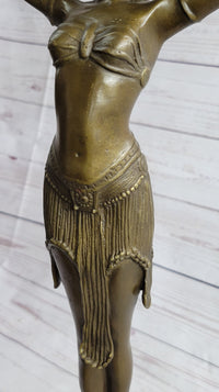VINTAGE SIGNED EXOTIC DANCER CHIPARUS BRONZE STATUE ART DECO BROWN PATINA FIGURE