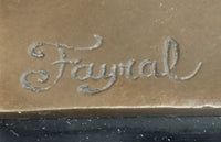 SIGNED ART DECO NUDE GIRL DANCER FAYRAL BRONZE STATUE MARBLE BASE FIGURINE LARGE