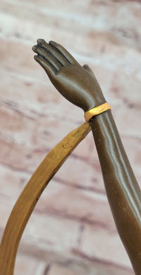 Hand Made Art Deco Genuine Bronze Sculpture Nude Scarf Dancer Figurine Figure