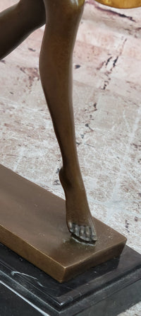 Hand Made Art Deco Genuine Bronze Sculpture Nude Scarf Dancer Figurine Figure